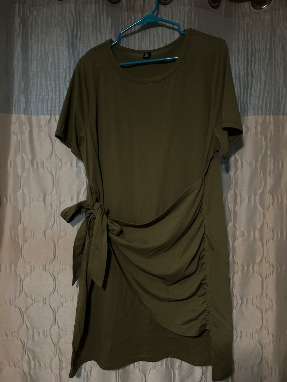 SHEIN Olive Green Side-Tie Midi Dress